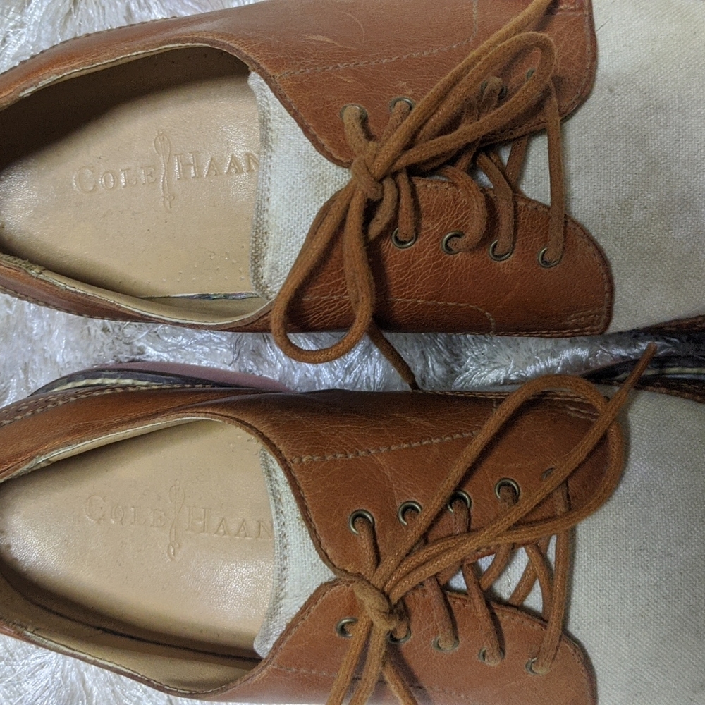 Cole Haan Tan Linen Wingtip Oxfords 12M - Picture 3 of 14
